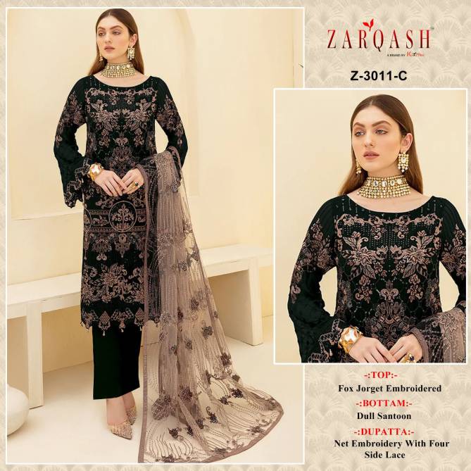 Zarqash 3011 A To D Heavy Embroidery Georgette Pakistani Suits Wholesale Shop In Surat